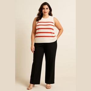 Lands' End Red and White Striped Knit Tank